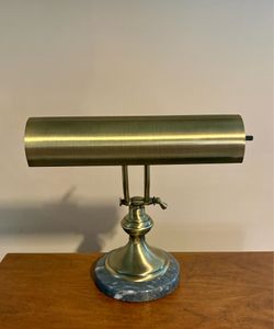 Brushed brass banker’s lamp