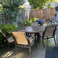 Pool Lounge Chairs And Table With Umbrella 