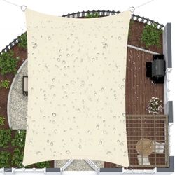 Beige Outdoor Patio Sun Shade Sail – 16x15 ft Square, Waterproof, 98% UV Protection, Breathable Canopy