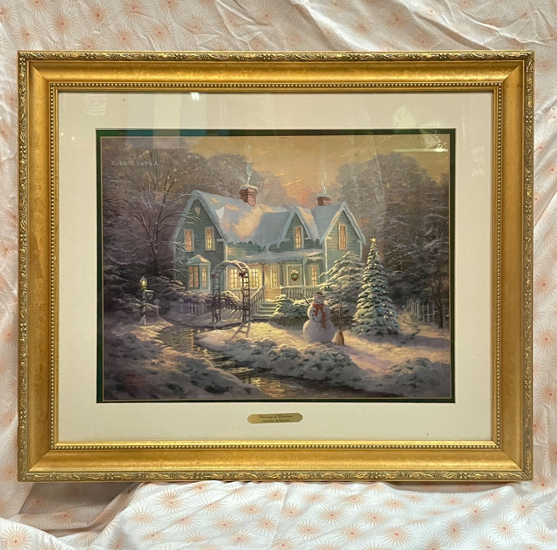 Thomas Kinkade BLESSINGS of CHRISTMAS 27x23 Print, SIGNED w/ COA 5013/15000 QVC