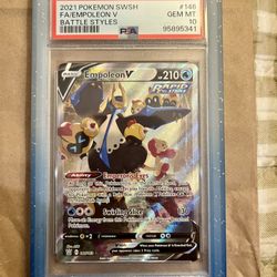 2021 POKEMON SWORD & SHIELD BATTLE STYLES #146 FULL ART/EMPOLEON V PSA 10
