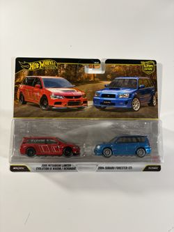 Hot wheels Premium 2 Pack Mitsubishi Lancer Evo Wagon Subaru Forester STi