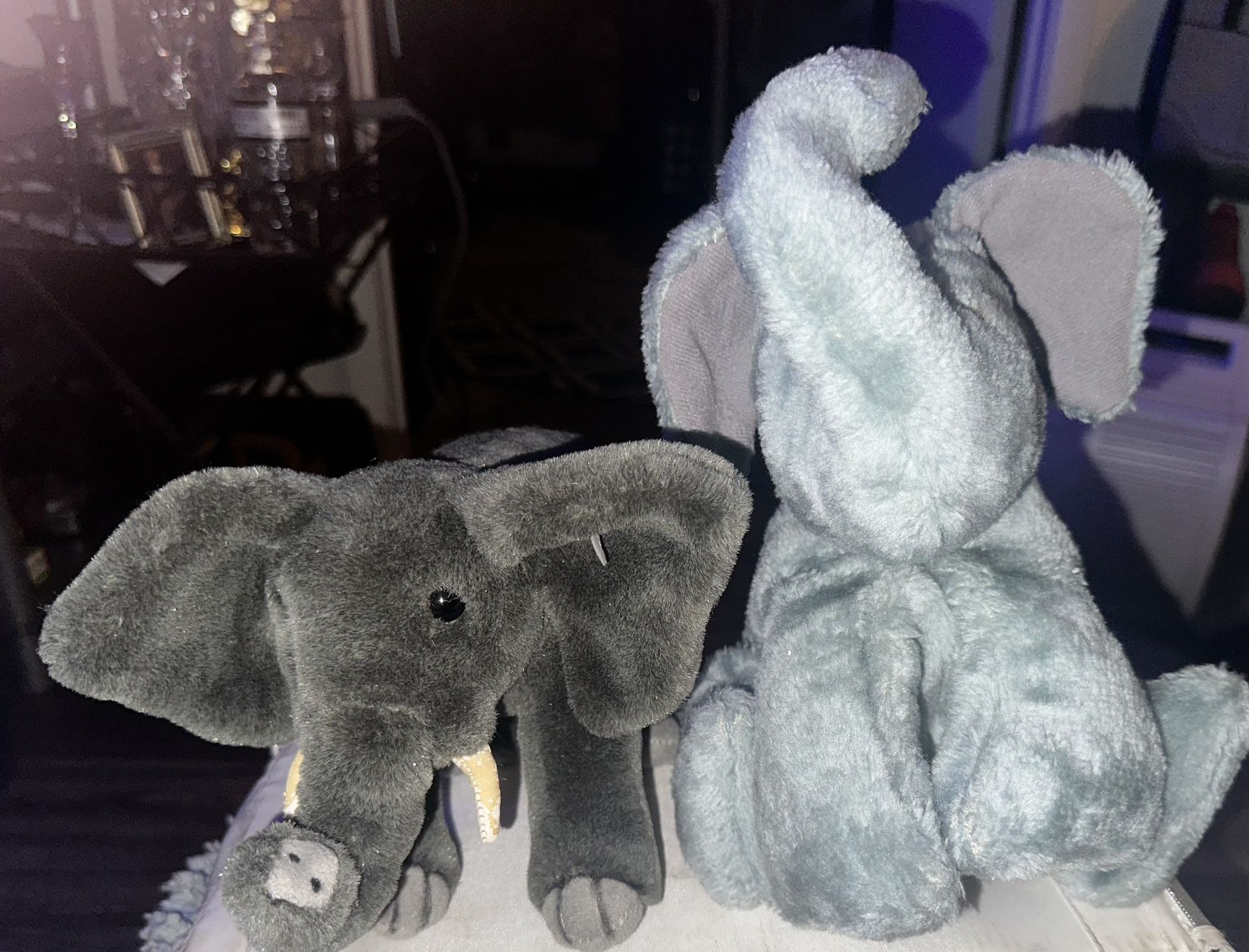 1- new Jungle Joes Safari Friends 10" Plush Talking Elephant Can't Wait Kate & 1-preowned 10” plush elephant . Asking $8 for both . Great for an eleph