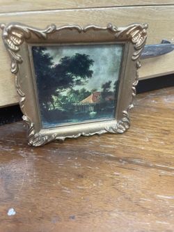Vintage small ornate gold frame 5" plastic gallery wall