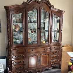 Carved Wooden China Cabinet