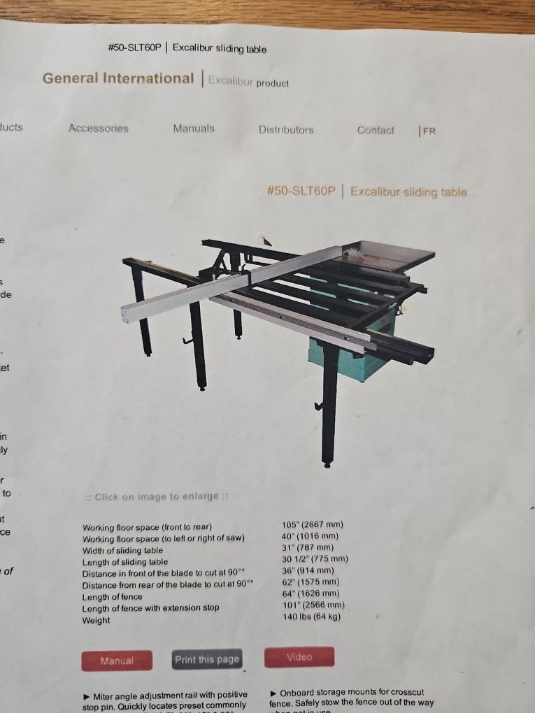 Excalibur Sliding Table