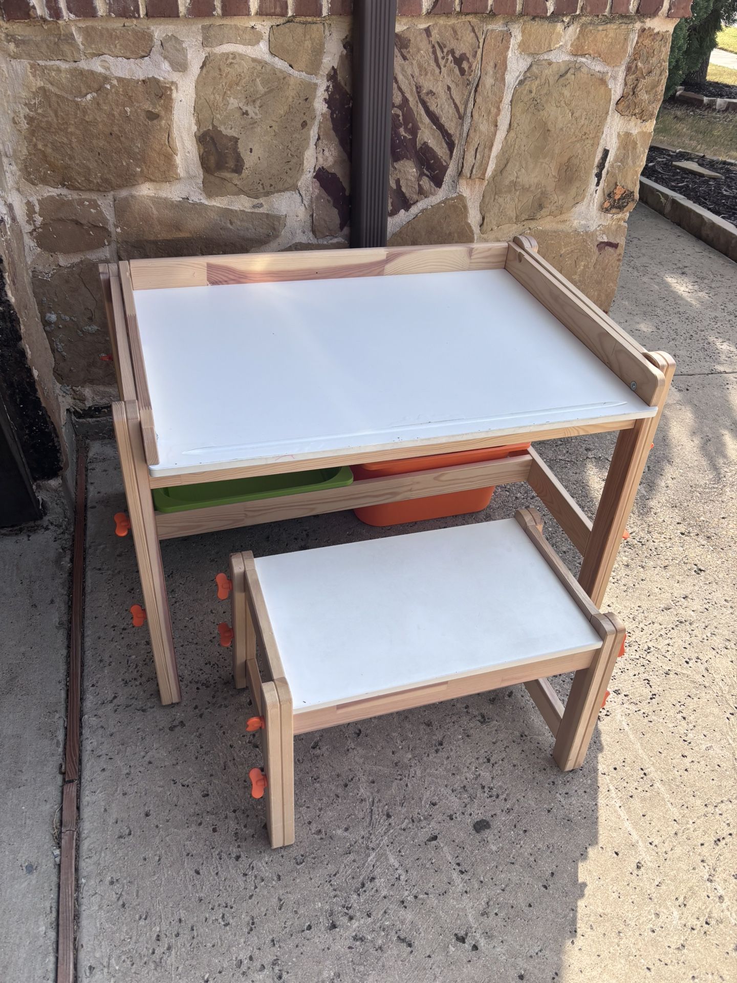 Ikea desk and bench adjustable For Kids