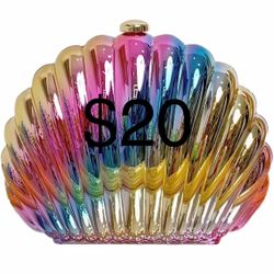 Women Acrylic Clutch Shell Shape Shoulder Novelty Chain Strap Purse Evening Bags for Party Prom