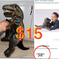 $15 Like New Folkmanis Tyrannosaurus Rex Hand Puppet Dinosaur Plush puppet