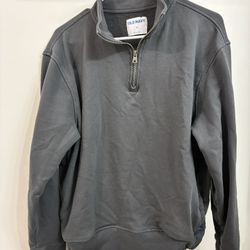 Old Navy Men's Gray 1/4 Zip Fleece Pullover Sweatshirt Mock Neck Size M