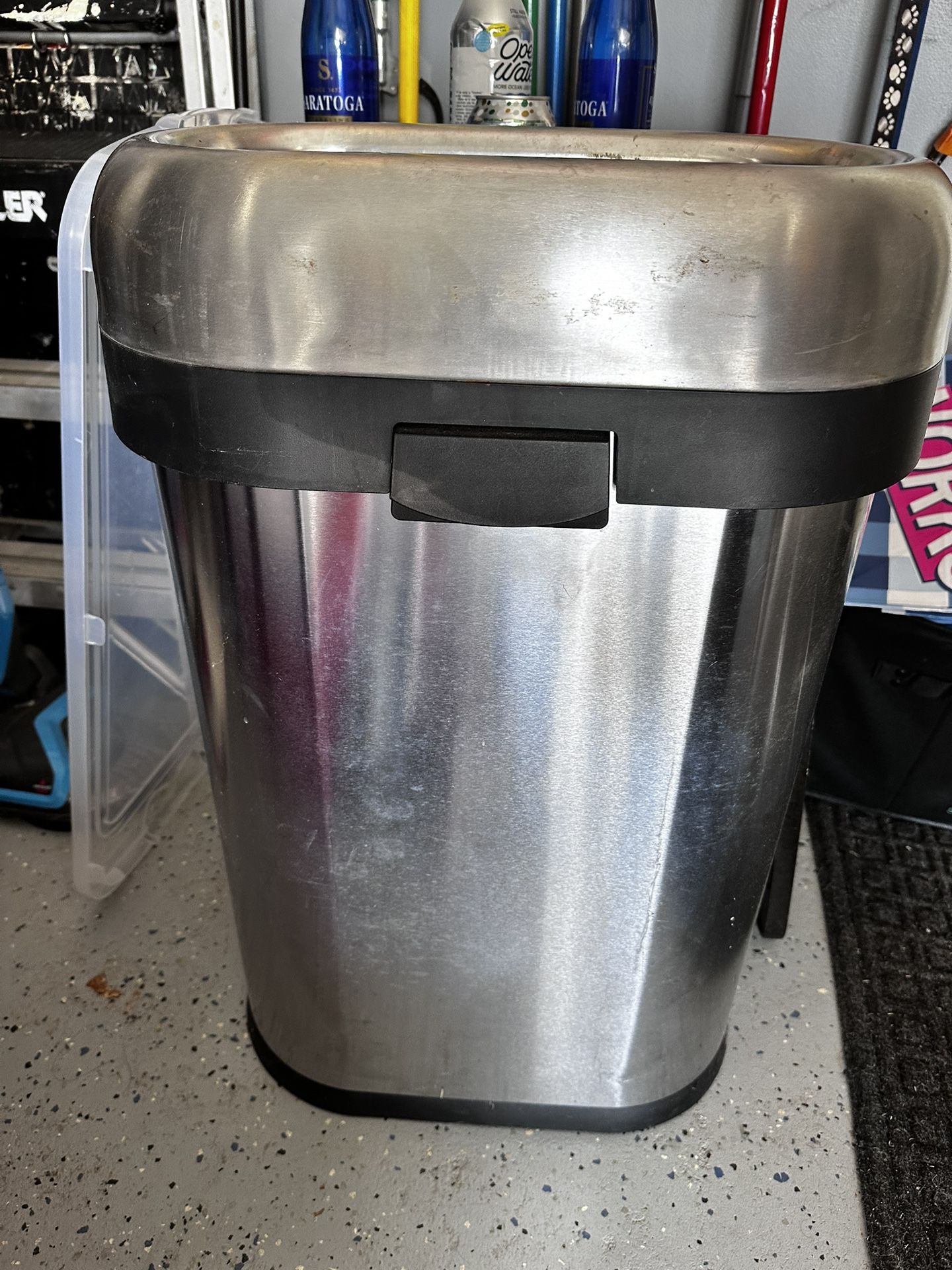 Simple Human Kitchen Trash Garbage Can Stainless Silver