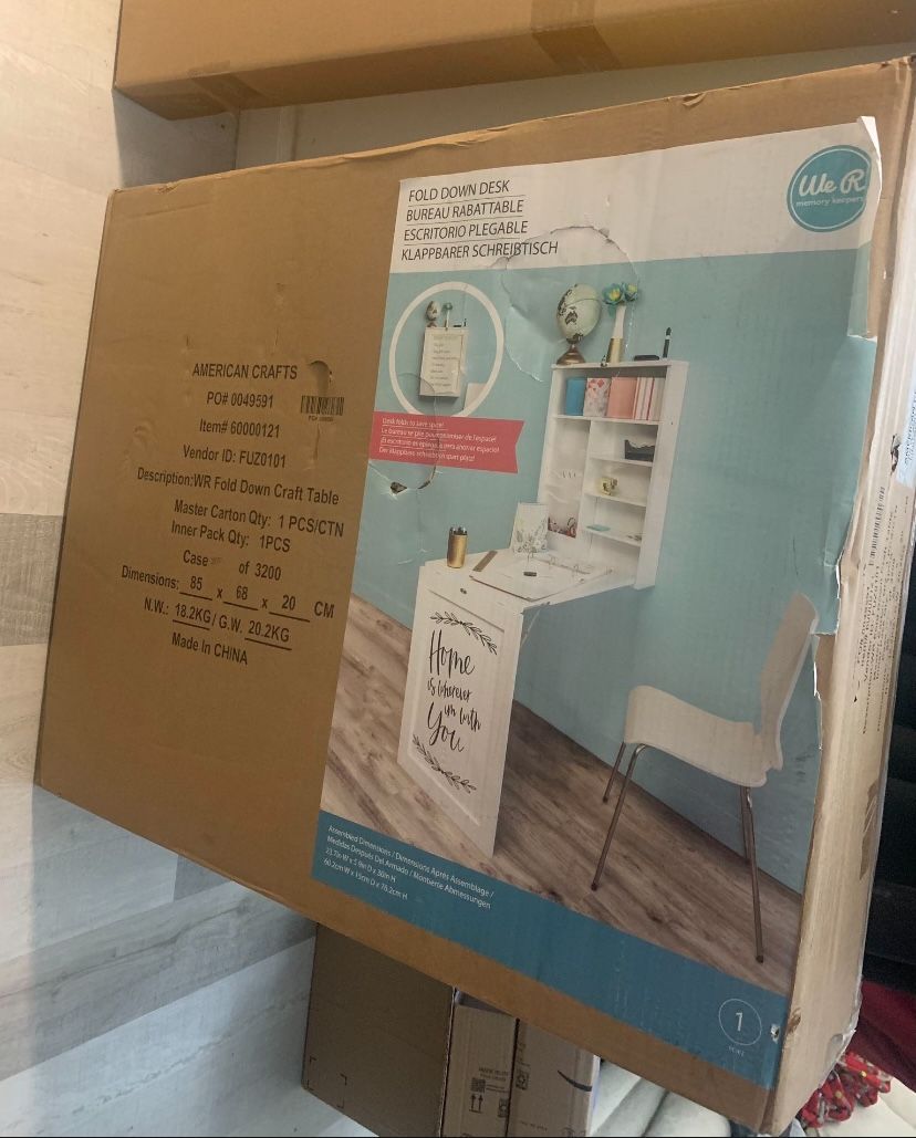 We R Memory Keepers White Fold Down Table Desk