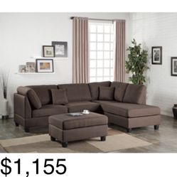 Gorgeous Chocolate Colored 3 Piece Sectional Set