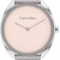 Calvin Klein Pink Dial Silver Womens mesh bracelet watch