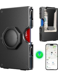 Wallet for Men - Air Tags Metal Wallet Work with Apple Find My(iOS Only), Mens Wallet with Removable Money Clip, RFID Blocking Credit Card Holders