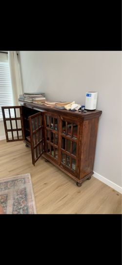 Solid Wood Credenza / Media Console with Glass Doors - Must Go Today!