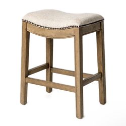 [SEALED] Maven Lane Adrien Backless Counter Stool 26 Inches, Brown Solid Wood Frame