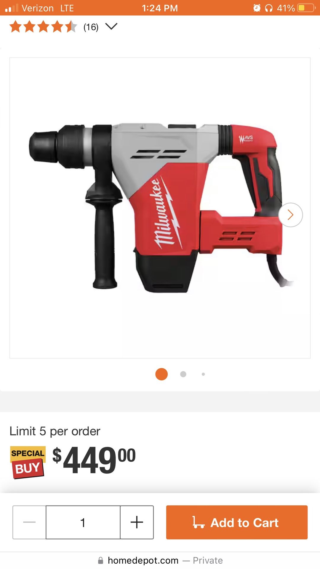 New Rotary Hammer Drill $350