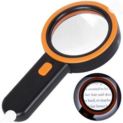 New AIXPI Magnifying Glass with Light, 30X Handheld Large Magnifying Glass 12 LED Illuminated Lighted Magnifier for Macular Degeneration Seniors Read