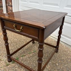 Cherrywood End Table With Single Drawer Brass Antique Replica By One Of The Best Manufacturers