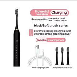 Sonic Electric Toothbrush for Adults IPX7 Waterproof DuPont Brush Head USB Rechargeable High Frequency Cleaning 6 Cleaning Modes (Black)