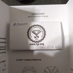 Radiant Cut Lab Diamond 1.02ct igi Certified 