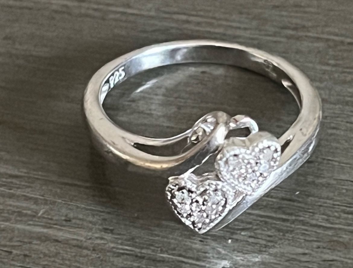 Diamond Double Heart Size 7 Ring