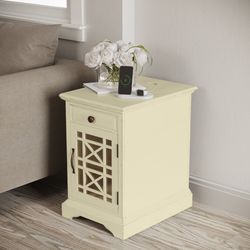 Craftsman Antique Cream Power Chairside Table