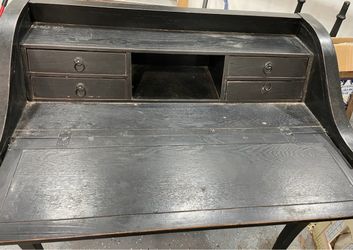 Vintage Wood Flip-Top Piano Dressing Table, Multifunctional Writing Desk