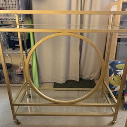 Gold finish vintage look bar cart