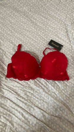 New 36C red hearts bra