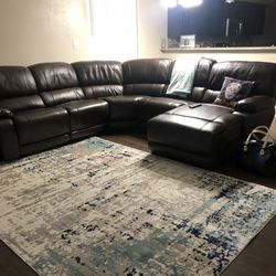 Brown Faux Leather Sectional Sofa