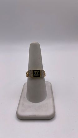 14 k CZ logo gold Ring