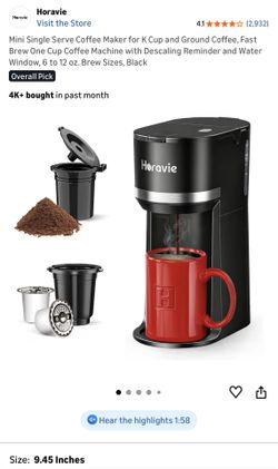 6 Or 12oz Single Serve Instant Coffee Maker - Black 