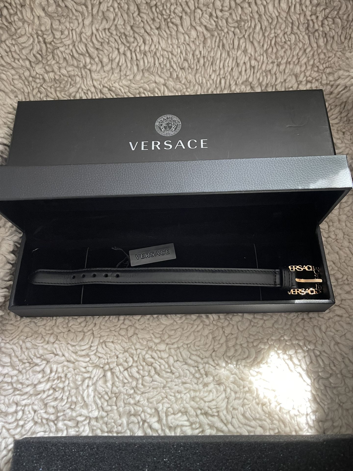 Versace Leather Logo Buckle Bracelet