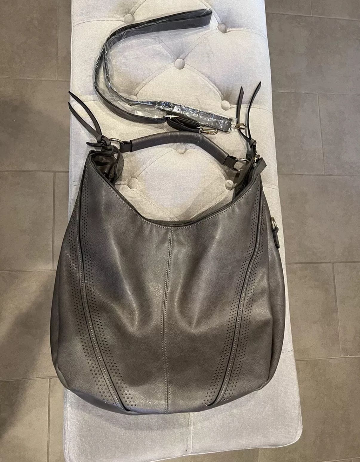 KILAMAL Hobo Bag Purse Faux Leather. Gray