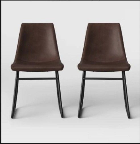 Brown Leather Dining Chairs (Set of 2) Bowden (BRAND NEW) by