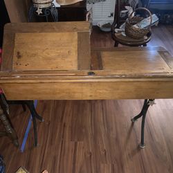 Rare Antique Double School Desk
