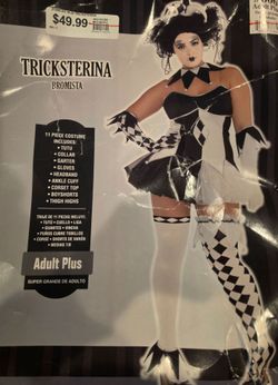 Joker Costume, Black and White, Plus Size Woman