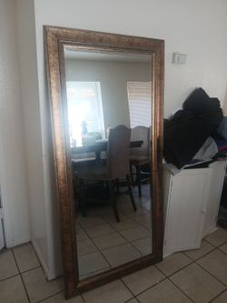 Large Floor Mirror with Gold Frame
