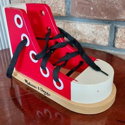 Melissa & Doug Wood Lacing Sneaker Learn to Tie a Shoe Educational Toy