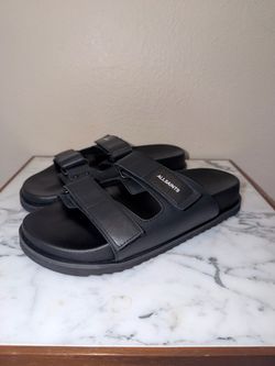 Men’s AllSaints Vex Leather Sandals Slide Slippers Size 10 Black M002FA VEX