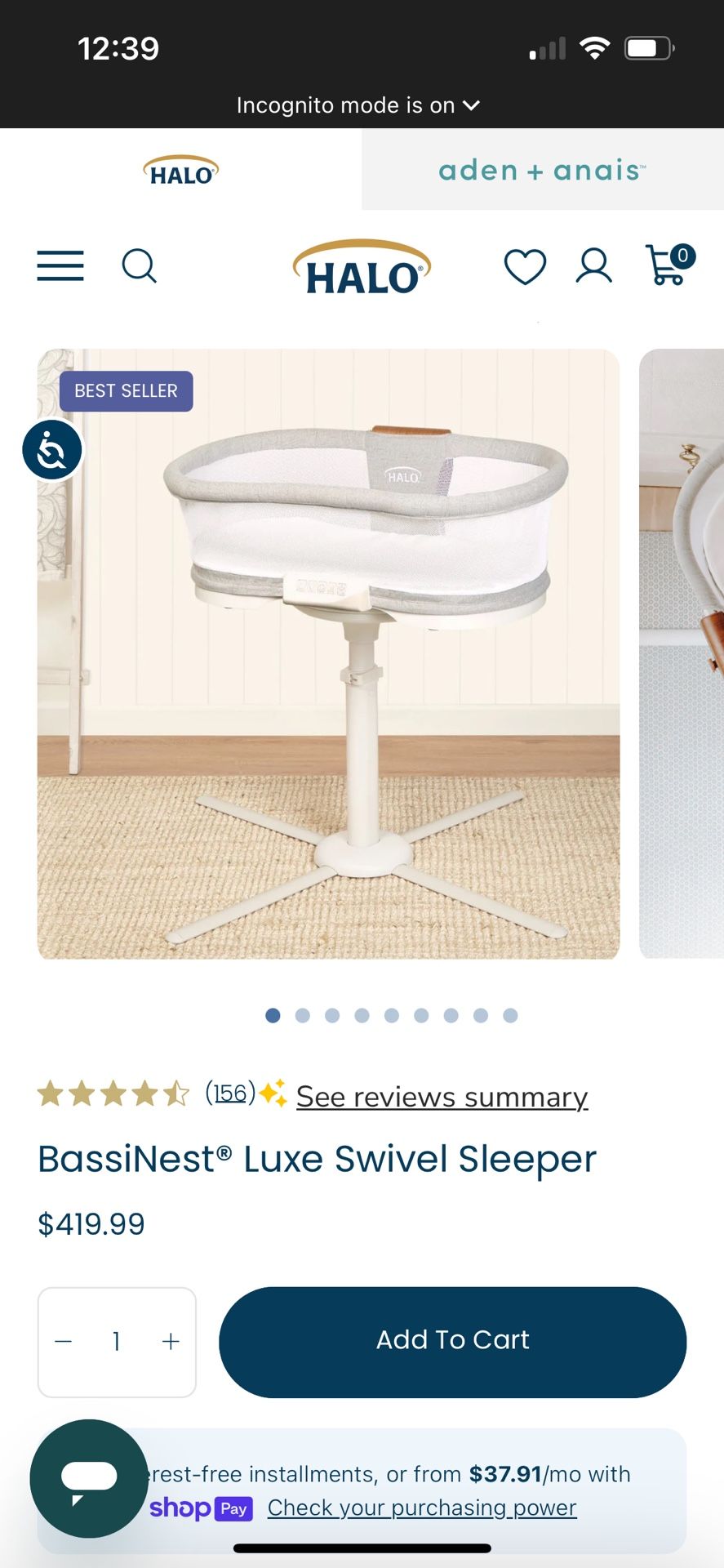 Halo BassiNest Luxe Swivel Bassinet
