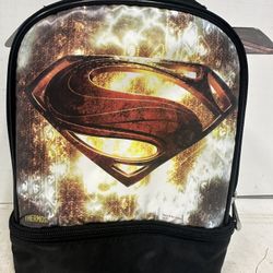 Thermos Batman & Superman Lunch Bag W/ Zippers & Handle School Kids Food #P
