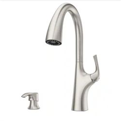 Pfister Deming Pull-Down Kitchen Faucet With Soap Dispenser Stainless Steel