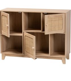 Boho Rattan Storage Cabinet / Sideboard - Light Wood