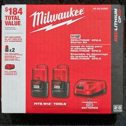M12 CP 2.0 Two-pack plus Charger Kit  48-59-2420P Milwaukee