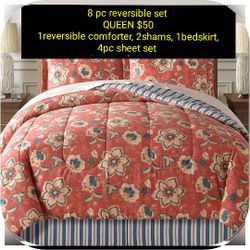 8 PC Reversible Comforter Set. Includes Sheets 