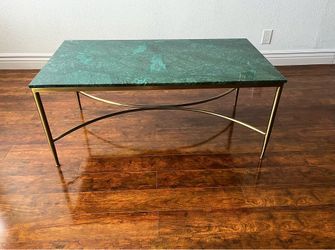 Marble & Brass Coffee Table – Real Stone / Mid-Century Modern