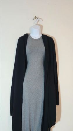 Zara Hooded Open-Front Cardigan with a   Asymmetric Hem Size: L | Color: Black
